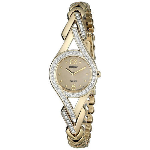 Seiko Women's SUP176 Swarovski Crystal-Accented Stainless Steel Solar Watch -  - 1